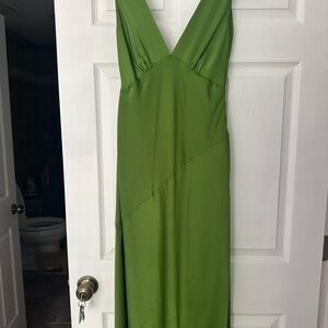 Maxi Satin Dress With Back Cowl - Emerald